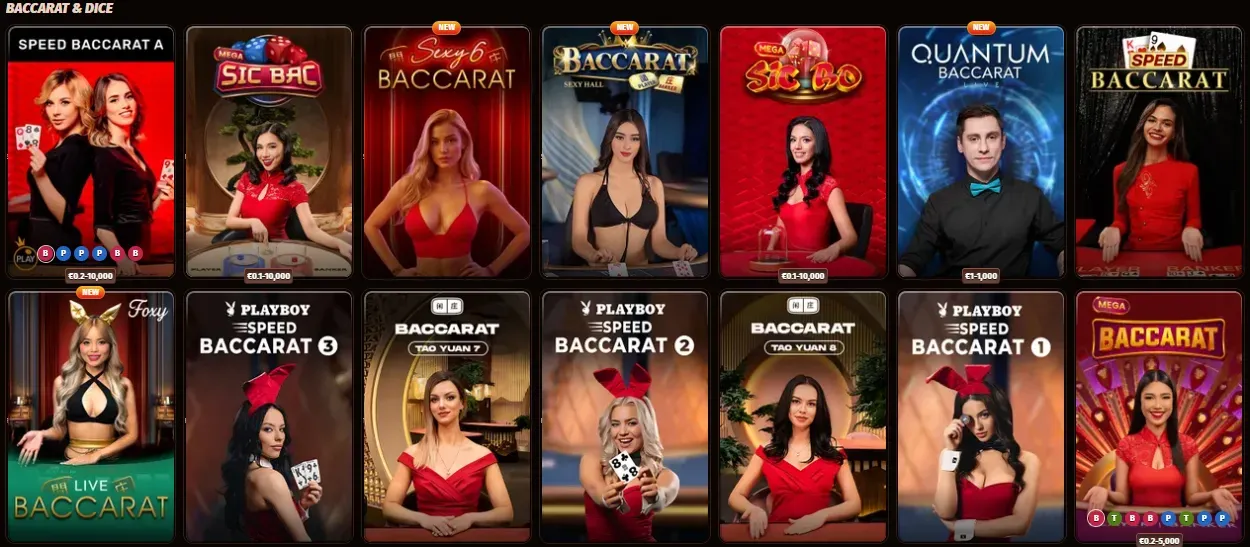WestAce Casino live baccarat en dice