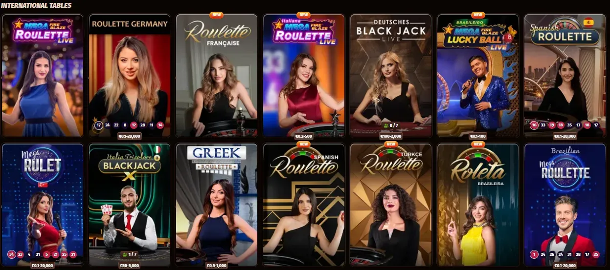 WestAce Casino internationale tafels